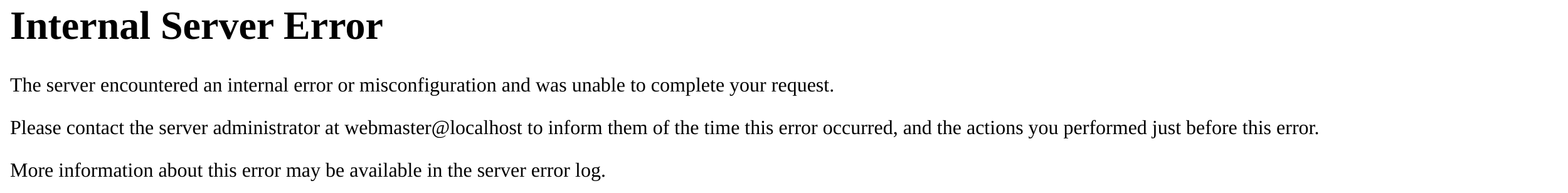 Page « Internal Server Error » renvoyée par Apache